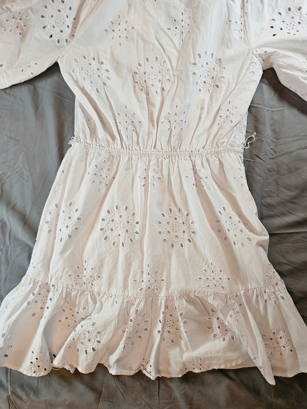1. State Womens White Eyelet Short Sleeve V-neck Cotton Mini Dress Size Small - Picture 13 of 14